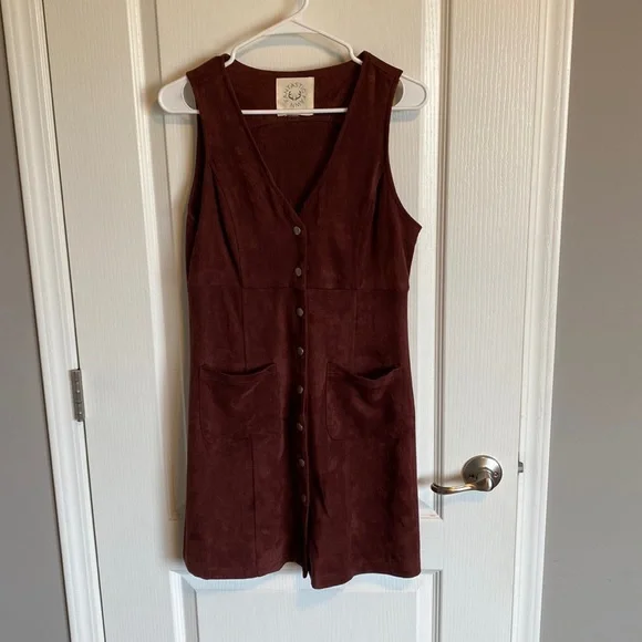 Maroon Velour Button Up Dress - Picture 4 of 7